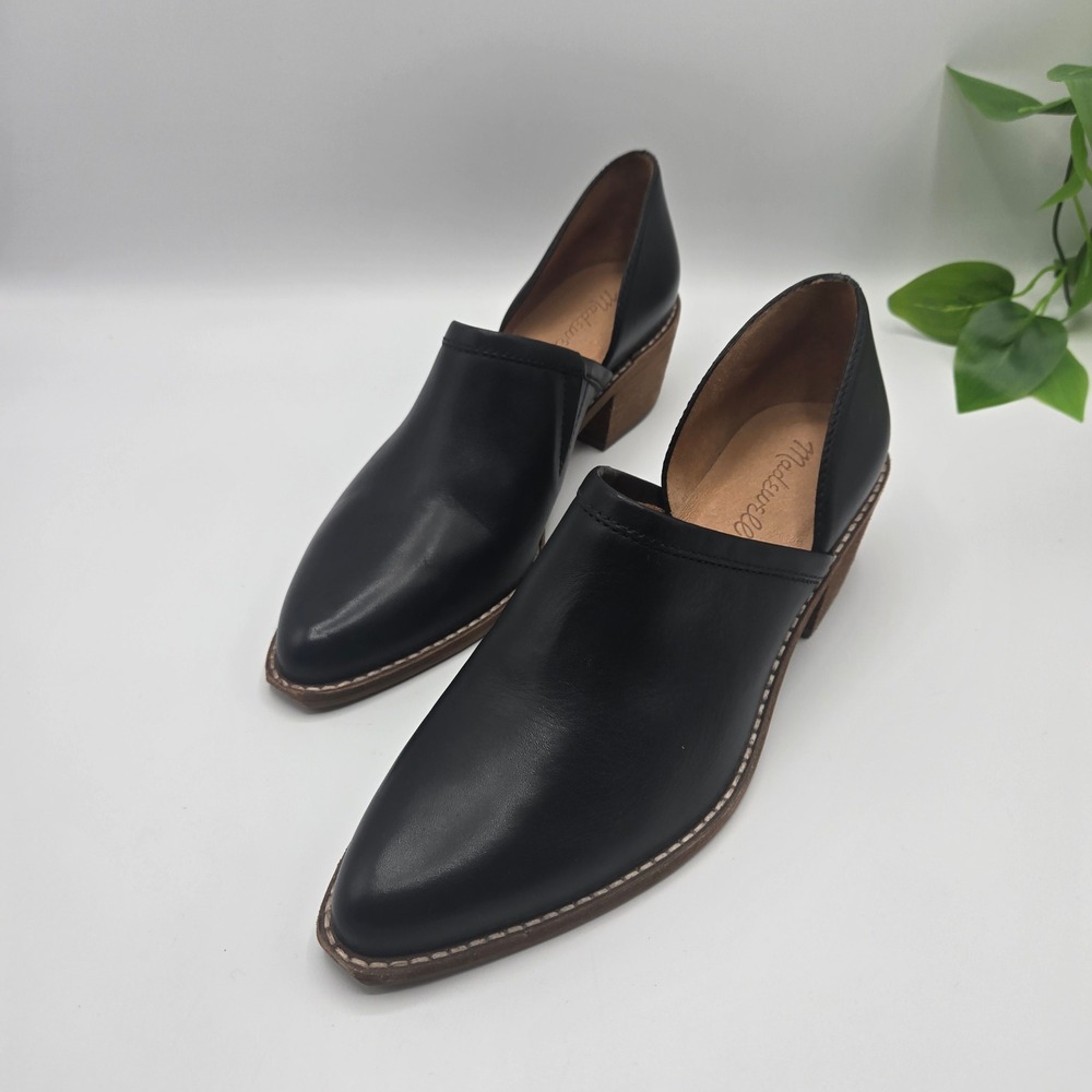 Madewell The Regan Bootie Black Leather Pointed Toe Cutout 7.5M